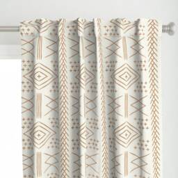 Modern Farmhouse Curtain Panel - Moroccan Beige Dark Maple Bohemian Home Custom Mudcloth Bone By Littlearrowdesign - thumbnail 1