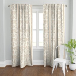 Modern Farmhouse Curtain Panel - Moroccan Beige Dark Maple Bohemian Home Custom Mudcloth Bone By Littlearrowdesign - thumbnail 2