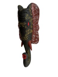 Hand Carved Sese Wood Elephant Mask, African Wall Art Decor, 20 Inches