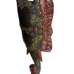 Hand Carved Sese Wood Elephant Mask, African Wall Art Decor, 20 Inches - thumbnail 3