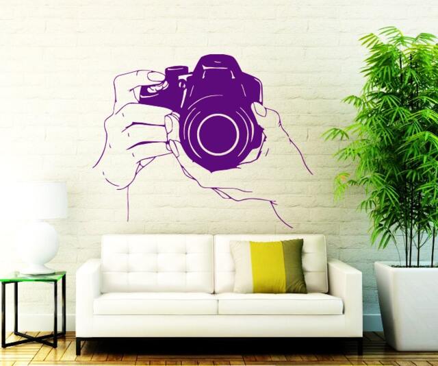 Camera Wall Decals - Photo Decal Studio Vinyl Sticker in Hands Art Window Chu1073 - image 1