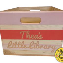 Personalised Wooden Book Storage Box, Hand-Painted Nursery Crate - thumbnail 2