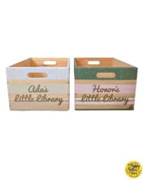 Personalised Wooden Book Storage Box, Hand-Painted Nursery Crate - thumbnail 1