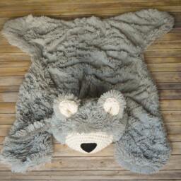 Gray Bear Rug in Faux Fur For Woodland Nursery Decor - thumbnail 4