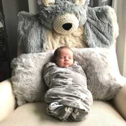 Gray Bear Rug in Faux Fur For Woodland Nursery Decor - thumbnail 3