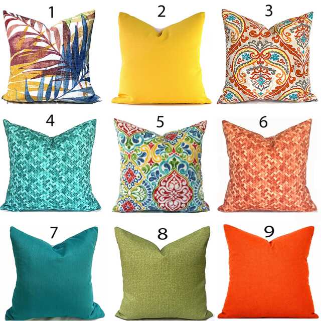 Outdoor Pillow Cover With Zippers, Easy To Use & Washable, Pick Your Favorite Turquoise Blue, Yellow, Coral & Orange - image 1