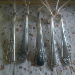 6 X Christmas Tree Decorations. Icicles Upcycled From Vintage Silver Plated Handles. Unique - thumbnail 2