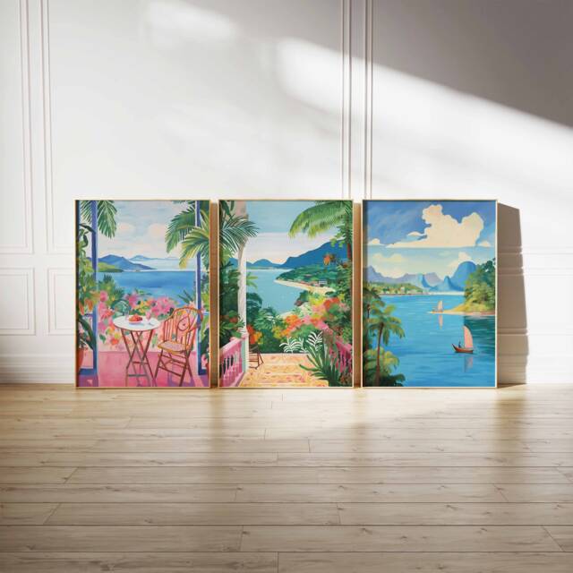Set Of 3 Philippines Poster Set, Vintage Filipino Floral Prints, Indigenous Art, Folk Art Poster, Tropical Wall Art, Sea A1/A2/A3/A4 - image 1