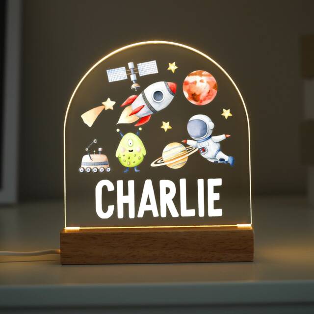 Personalised Led Space Lamp, Kids Night Light Gift, Stars Light, Birthday Gifts For Kids, Bedroom Nursery Table - image 1