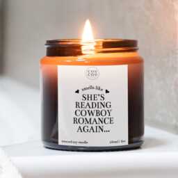 Reading Cowboy Romance Candle, Gift For Readers, Luxury Soy Wax - thumbnail 1