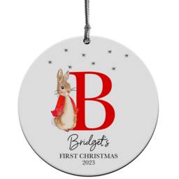 Personalised Baby's First Christmas Bauble, New Baby Gift, 1st Ornament, Rabbit Tree Decoration, Custom Name, Xmas Keepsake 2024 - thumbnail 2