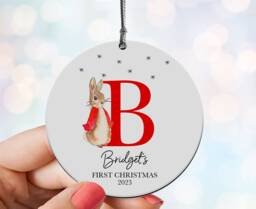 Personalised Baby's First Christmas Bauble, New Baby Gift, 1st Ornament, Rabbit Tree Decoration, Custom Name, Xmas Keepsake 2024