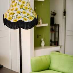 Yellow Sunflower Lampshade With Black Fringe Handmade For Ceiling Lights, Table & Floor Standard Lamp Shades - thumbnail 3