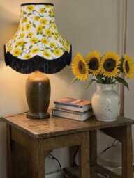 Yellow Sunflower Lampshade With Black Fringe Handmade For Ceiling Lights, Table & Floor Standard Lamp Shades - thumbnail 1