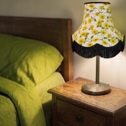 Yellow Sunflower Lampshade With Black Fringe Handmade For Ceiling Lights, Table & Floor Standard Lamp Shades - thumbnail 2