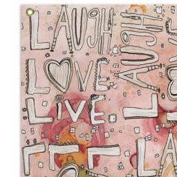 Laugh Love Live Tapestry Inspirational Art Boho Abstract Shabby Chic Wall Hanging Watercolor Mixed Media - thumbnail 3