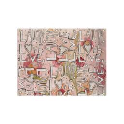 Laugh Love Live Tapestry Inspirational Art Boho Abstract Shabby Chic Wall Hanging Watercolor Mixed Media - thumbnail 2