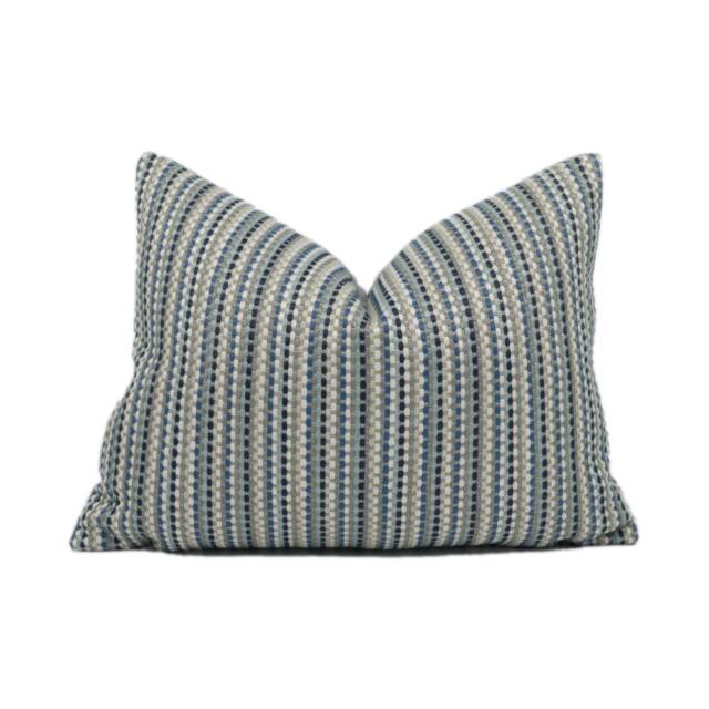 Romo - Ditton Buxton Blue Playful Striped Weave Designer Cushion Cover Handmade Throw Pillow Luxury Home D??cor - image 1