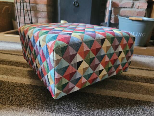 Handcrafted Footstool in A Tapestry Fabric With Bright Colourful Designs Available Holland, Roses Or Umbrellas - image 1