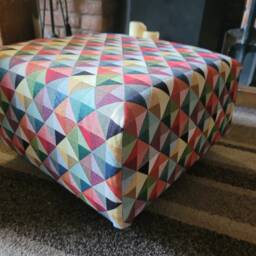 Handcrafted Footstool in A Tapestry Fabric With Bright Colourful Designs Available Holland, Roses Or Umbrellas - thumbnail 2