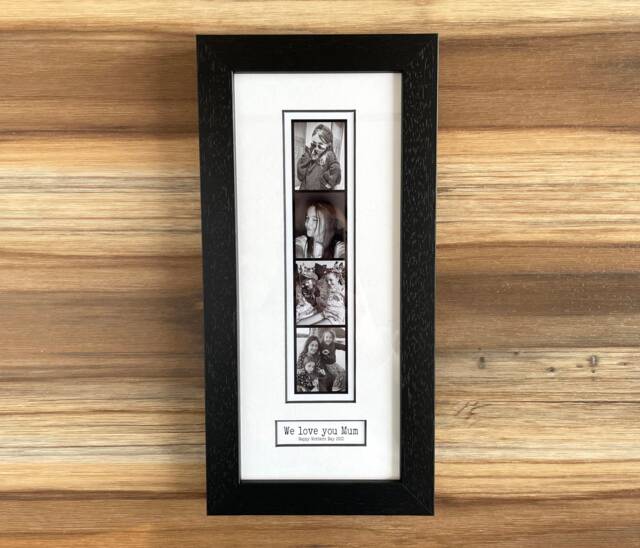 Personalised Photo Booth Strip Frame With Caption Box - Retro Gift - image 1