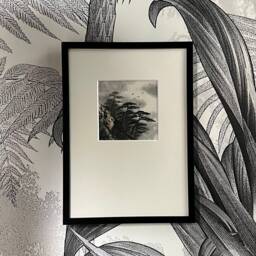 Framed Japanese Print Painting - Zen Wall Art Mountainous Landscape in Ink - thumbnail 3