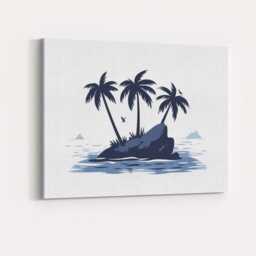 Tropical Palm Island Ocean Landscape Minimalist Illustration Canvas Wall Art Print Decor Picture Ready To Hang - thumbnail 4