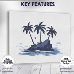 Tropical Palm Island Ocean Landscape Minimalist Illustration Canvas Wall Art Print Decor Picture Ready To Hang - thumbnail 1