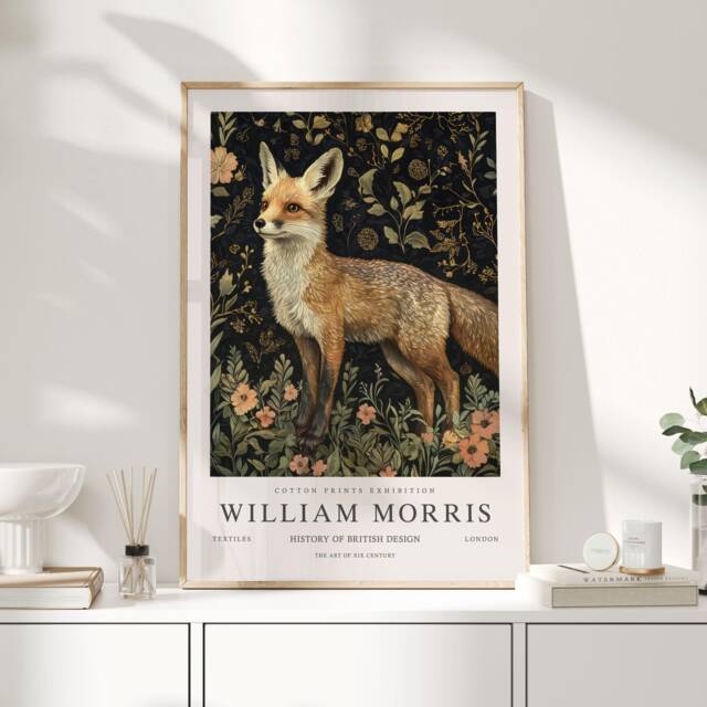 William Morris Print, Art, Exhibition Poster, Woodland Nursery Decor, Fox Gifts, Nature Wall Animal Prints - image 1