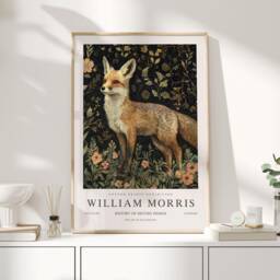 William Morris Print, Art, Exhibition Poster, Woodland Nursery Decor, Fox Gifts, Nature Wall Animal Prints - thumbnail 1