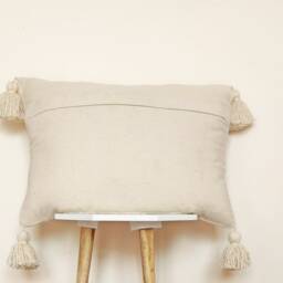 Embroidered Cotton Throw Pillow Cover Multi Color Tufted Tassel Lumbar - thumbnail 4