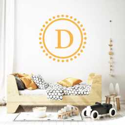 Personalized Circle Monogram Vinyl Decal, Customized Letter Wall Art Sticker, Baby Girl & Boy Nursery Decor, Easy Diy Removable Kids Room - thumbnail 3