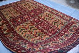 Yellow 7x10 Ft Turkmen Parda Bukhara Rug, Afghan Hand Knotted Wool Area Rug, Tribal Turkoman Oriental Bedroom Living Room Rug - thumbnail 1