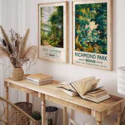 Kew Gardens & Richmond Park Poster Set, Vintage London Travel Prints, British Wall Art, Botanical Garden Print, Landscape Decor - thumbnail 2