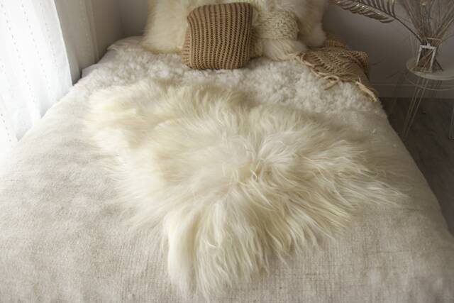On Sale White Sheepskin - Icelandic Real Rug Rug- Shaggy Chair Cover Home Decor White - image 1