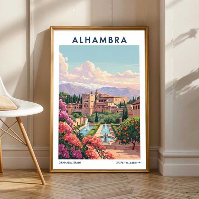 Alhambra Granada Art Print Spanish Landscape Travel Poster - image 1