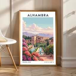 Alhambra Granada Art Print Spanish Landscape Travel Poster - thumbnail 1
