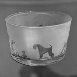 Kerry Blue Terrier Bowl - Clear Glass With Kerry Blue Terrier Frieze Design Perfect For Tealight Or Floating Candles Dish - thumbnail 2