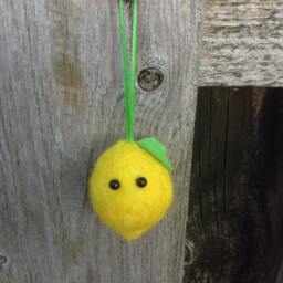 Lemon Bauble Needle Felted Decoration Handmade From Sheep Wool & Dyed Merino - thumbnail 2