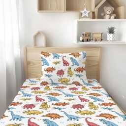Dinosaurs - Colourful Painted Bedding, Duvet Covers, Fitted Sheets, Childrens Room Decor, Bedding - thumbnail 1