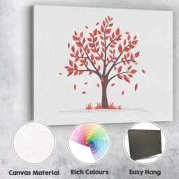 Red Autumn Tree Minimal Nature Illustration Canvas Wall Art Print Decor Picture Ready To Hang - thumbnail 2