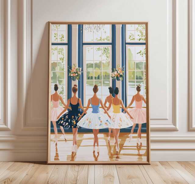 Ballet Dancers Wall Art Print, Elegant Ballerina Poster, Dance Studio Illustration, Class Artwork, Dancer Home Decor Gift - image 1