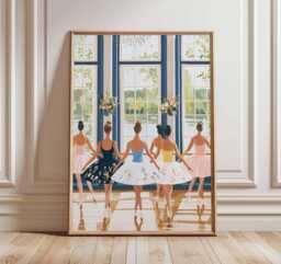 Ballet Dancers Wall Art Print, Elegant Ballerina Poster, Dance Studio Illustration, Class Artwork, Dancer Home Decor Gift - thumbnail 1