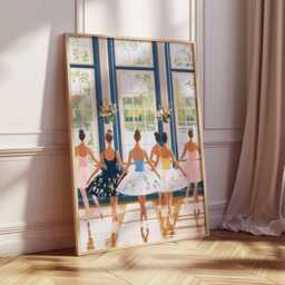 Ballet Dancers Wall Art Print, Elegant Ballerina Poster, Dance Studio Illustration, Class Artwork, Dancer Home Decor Gift - thumbnail 2