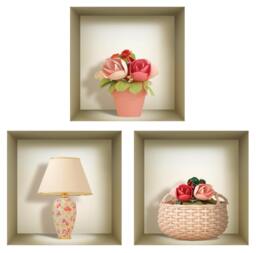 Vintage Home Design Ideas Decals Wall Decor Living Room, Peel & Stick Niche Set Bedroom Sticker Stickers 3D Decals Wall 11 - thumbnail 1