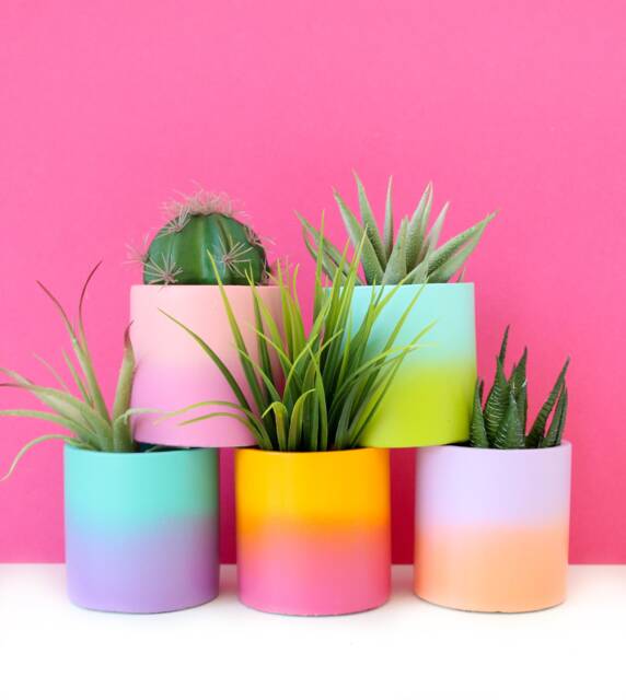 Hand-Painted Ombre Ceramic Planter Colorful Gradient Indoor/Outdoor Planter - image 1