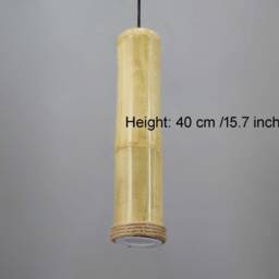 Natural Bamboo Tube Pendant Light - Rustic Asian Lighting - thumbnail 3