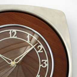 Mid Century Style Wall Clock - New 28cm Vintage Retro Handmade Wooden Chrome Gift Off The Clocks - thumbnail 3