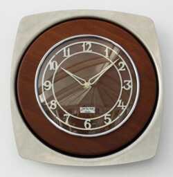 Mid Century Style Wall Clock - New 28cm Vintage Retro Handmade Wooden Chrome Gift Off The Clocks