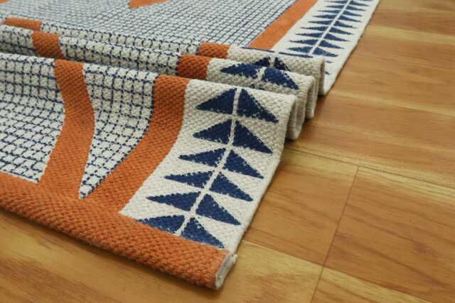 Burnt Orange Bedroom Square Cotton Floor Area Rug Kilim Living Room Boho Decor Yoga Mat 5x5 8x8 12x12 Feet - image 1